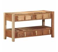 QJBSAVVA Meuble TV bas - 83 x 33 x 46 cm - Bois massif vieilli - Marron - Buffet moderne avec espace de rangement pour TV jusqu'à 55" - Robuste - Pour salon et bureau