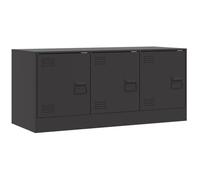 QJBSAVVA Meuble TV bas en acier froid avec 3 portes - Design moderne - Noir - 99 x 39 x 44 cm
