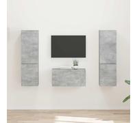 QJBSAVVA Meuble TV bas en béton gris 30 x 31 x 60 cm - Centre de divertissement moderne avec portes coulissantes et prises pour salon, bureau, loft