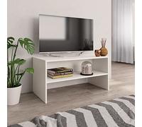 QJBSAVVA Meuble TV blanc 80 x 40 x 40 cm en bois avec compartiment ouvert - Meuble bas moderne pour salon