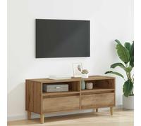 QJBSAVVA Meuble TV - Chêne artisanal - 100 x 34,5 x 44,5 cm - En matériau dérivé du bois - Avec étagère et tiroir - Meuble bas moderne avec pieds robustes de 10 cm - Pour salon et chambre à coucher