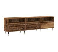 QJBSAVVA Meuble TV en Bois Ancien 150 cm, Banc TV Moderne avec 3 Portes et 3 Étagères, Buffet Bas de Salon Rectangulaire pour Écran Plat et Rangement Multimédia, 150 x 30 x 45 cm