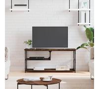 QJBSAVVA Meuble TV en chêne fumé 103 x 38 x 46,5 cm en bois et acier - Support TV moderne avec design industriel et espace de rangement généreux pour le salon