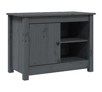 QJBSAVVA Meuble TV - Gris - 70 x 36,5 x 52 cm - En pin massif - Avec espace de rangement et plateau supérieur - Design moderne - Robuste et durable - Pour salon, chambre à coucher, bureau
