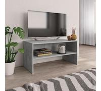 QJBSAVVA Meuble TV gris béton 80 x 40 x 40 cm en matériau dérivé du bois avec compartiment ouvert - Meuble bas moderne pour salon et salon