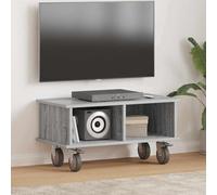 QJBSAVVA Meuble TV gris Sonoma - 68,5 x 35 x 35 cm - En matériau dérivé du bois - Buffet moderne avec espace de rangement et gestion des câbles - Pour salon, couloir, studio