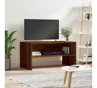 QJBSAVVA Meuble TV marron aspect chêne 80 x 40 x 40 cm en bois avec compartiment ouvert pour salon