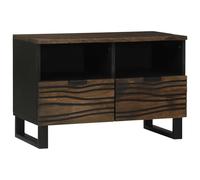 QJBSAVVA Meuble TV marron de taille moyenne en bois massif - Buffet rustique avec tiroirs pour salon - Meuble de rangement bas