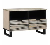 QJBSAVVA Meuble TV Mural avec Tiroir et 2 Étagères, Meuble Télé Moderne en Bois d'Ingénierie, Unité de Rangement Multimédia pour Salon et Studio, 70 x 33 x 46 cm, Blanc