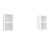 QJBSAVVA Meuble TV Mural Lot de 2 Blanc en Bois d'Ingénierie, Armoire HiFi avec 2 Compartiments pour Salon et Chambre, Meuble de Rangement Suspendu Vertical ou Horizontal, 37 x 37 x 72 cm