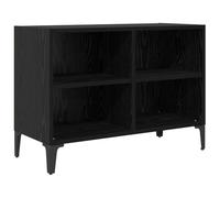 QJBSAVVA Meuble TV noir 69,5 x 30 x 50 cm en matériau dérivé du bois avec étagère, look rustique pour un design mural peu encombrant dans le salon