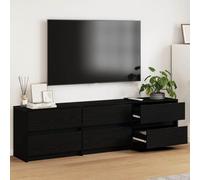 QJBSAVVA Meuble TV rustique en bois noir - 182 x 34 x 50 cm - Élégant meuble TV avec beaucoup d'espace de rangement pour salon et bar à la maison