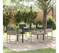 QJBSAVVA Mobilier de jardin pliable 5 pièces - En polyrotin - Gris clair - 45,5 cm - Avec fonction pliante et coussins résistants aux UV - Pour balcon, terrasse et camping
