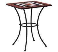 QJBSAVVA Mosaik Table d'appoint en terre cuite et blanche - 60 x 60 x 76 cm - Plateau de table en céramique avec structure en fer revêtu par pulvérisation - Design stable pour balcon, jardin et