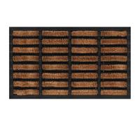 QJBSAVVA Paillasson 45 x 75 cm en caoutchouc et fibre de coco - Paillasson robuste - 32 mm d'épaisseur - Noir marron - Antidérapant - Pour entrée, couloir, jardin et garage