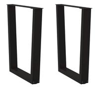 QJBSAVVA Pieds de Table à Manger en V, Lot de 2 Pieds de Table en Acier Thermolaqué Noir 70 x 72-73,3 cm, Piétement avec Patins Réglables pour Bureau et Table de Cuisine