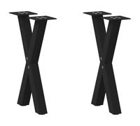 QJBSAVVA Pieds de Table Basse en Forme de X, Lot de 2 Pieds de Table en Acier Noir 38 x H42-43 cm, Piètement Métal pour Banc et Table de Salon avec Niveleurs Réglables