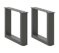 QJBSAVVA Pieds de Table Basse en U 2 Pièces, Pied de Table en Acier Thermolaqué Anthracite, Piètement avec Niveleurs Réglables pour Création de Table de Salon, 40 x (30-31) cm