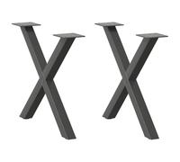 QJBSAVVA Pieds de Table Basse en X, Lot de 2 Pieds de Table Métal en Acier Thermolaqué avec Niveleurs Réglables, Piétement Industriel pour Meuble DIY, 50 x 42-43 cm, Anthracite