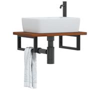 QJBSAVVA Plateau de lavabo en chêne massif avec support en acier - 60 x 40 x 2 5 cm - Élégant panneau flottant pour salle de bain - Design moderne - Robuste et peu encombrant