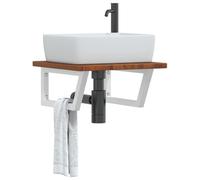 QJBSAVVA Plateau de lavabo en chêne massif avec supports en acier - 50 x 50 x 2,5 cm - Flottant moderne et peu encombrant - Pour salle de bain, WC et couloir
