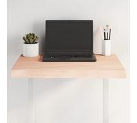 QJBSAVVA Plateau de table 60 x 40 cm en chêne massif non traité avec bord d'arbre de 2 à 4 cm d'épaisseur | Plan de travail DIY cuisine ou plateau de bureau pour salon, balcon et bistrot, utilisation