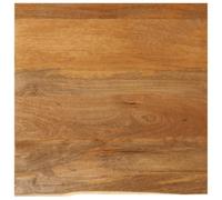 QJBSAVVA Plateau de table en bois de manguier - 40 x 40 x 3,8 cm - Avec bord d'arbre - Plan de travail robuste pour cuisine, extérieur, bistro, table de bistro, plateau en bois massif aspect chêne