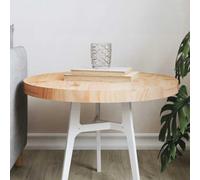 QJBSAVVA Plateau de table rond 50 cm en pin massif de 3 cm d'épaisseur Design moderne pour salon, cuisine, salle à manger, balcon et bureau à domicile