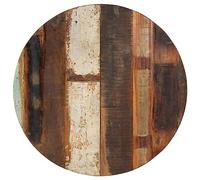 QJBSAVVA Plateau de table rond 70 cm en bois recyclé massif 15-16 mm Bois tropical poli et laqué robuste et unique pour table basse, bistro, table de jardin, table de chevet, cuisine, salon