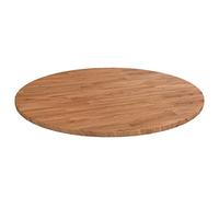 QJBSAVVA Plateau de table rond en chêne massif Ø 80 cm, épaisseur 1,5 cm, marron clair, plateau de table en bois pour table basse, table d'appoint, bistro et gastronomie, design rustique