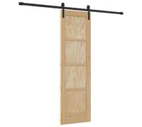 QJBSAVVA Porte coulissante naturelle 61 x 198,5 cm - En pin massif - Kit complet avec système de rails en acier - Système de porte coulissante moderne pour l'intérieur et Urban Living