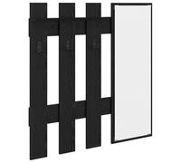 QJBSAVVA Porte-manteau mural, aspect chêne, noir, 100 x 100 x 100 cm, en matériau dérivé du bois, avec étagère et miroir, étagère peu encombrante, design moderne, pour couloir, salon, bureau