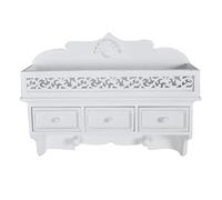 QJBSAVVA Porte-manteau mural, blanc, avec 3 tiroirs et 2 crochets, en MDF de qualité supérieure, 48,5 x 13 x 37,5 cm, meuble de rangement peu encombrant pour couloir et petite chambre à coucher