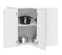 QJBSAVVA Porto Armoire d'angle suspendue en bois - Gris - 57 x 57 x 60 cm - Peu encombrante - Avec beaucoup d'espace de rangement pour casseroles, vaisselle et appareils de cuisine