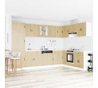 QJBSAVVA Porto Lot de 2 armoires de salle de bain modernes en bois naturel 80 x 46 x 84,5 cm avec portes flush et espace de rangement spacieux pour petites et grandes salles de bains