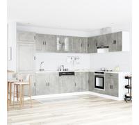 QJBSAVVA Porto Meuble de lavabo 80 x 46 x 84,5 cm - Gris - En bois dérivé du bois - Armoire de salle de bain moderne - Avec 2 portes - Espace de rangement spacieux pour petites et grandes salles de