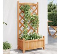 QJBSAVVA Pot de fleurs avec treillis en bois de sapin massif - 55 x 29,5 x 110 cm - Marron - Pot de fleurs pour l'extérieur avec aide à l'escalade intégrée pour roses, lierre et herbes aromatiques