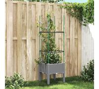 QJBSAVVA Pot de fleurs avec treillis en polypropylène - 40 x 40 x 142 cm - Hauteur : 20 cm - Jardinière surélevée durable avec aspect rotin - Pour plantes grimpantes comme les tomates et les roses