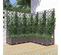 QJBSAVVA Pot de fleurs avec treillis marron 120 x 120 x 121,5 cm en polypropylène résistant aux intempéries pour jardin, balcon et terrasse Jardinière surélevée robuste avec fonction brise-vue