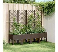 QJBSAVVA Pot de fleurs avec treillis marron 160 x 40 x 142 cm Jardinière haute pour jardin, terrasse et balcon avec treillis intégré pour plantes grimpantes