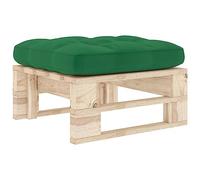 QJBSAVVA Pouf Palette de Jardin en Bois de Pin Imprégné avec Coussin Vert, Repose-Pied Modulaire et Table Basse pour Terrasse, Balcon et Salon, 60 x 60 x 25 cm