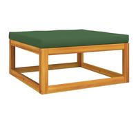 QJBSAVVA Repose-Pied de Jardin en Bois d'Acacia Massif avec Coussin Vert, Pouf d'Extérieur et d'Intérieur Modulaire pour Salon de Terrasse et Balcon, 68 x 68 x 29 cm