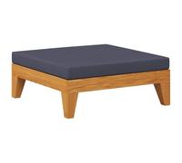 QJBSAVVA Repose-Pied de Jardin en Bois d'Acacia Massif, Pouf Modulaire d'Extérieur avec Coussin Gris Foncé de 10 cm, Repose-Pied Sectionnel et Table Basse 66x66x20 cm