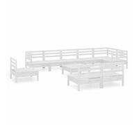 QJBSAVVA Salon de Jardin 10 Pcs en Bois de Pin Massif Blanc | Mobilier modulable pour terrasse et cour, idéal pour créer un coin détente personnalisé selon vos besoins.