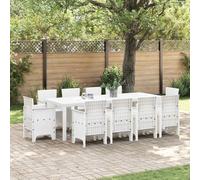 QJBSAVVA Salon de jardin 11 pièces en polyrotin blanc 250 x 100 x 73 cm Design moderne avec 10 places pour terrasse et jardin pour une saison extérieure élégante