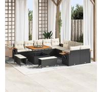 QJBSAVVA Salon de jardin 13 pièces - En polyrotin - Noir - Avec espace de rangement - 100 x 100 x 71 cm - Modulaire - Résistant aux UV - Pour terrasse, balcon, petits jardins