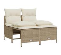 QJBSAVVA Salon de Jardin 4 Pcs Résine Tressée avec Coussins Beige | Ensemble de canapés modulables et poufs en rotin PE pour terrasse, balcon ou arrière-cour avec assise rembourrée.