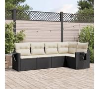 QJBSAVVA Salon de jardin, 5 pièces, en rotin synthétique, noir, avec canapés modulaires, 55 x 62 x 69 cm, peu encombrant, pour petits balcons, terrasses et jardins