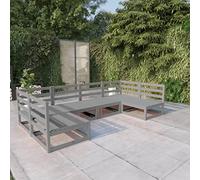 QJBSAVVA Salon de jardin 6 pièces en pin massif - 70 x 70 x 67 cm - Gris - Résistant aux intempéries - Modulaire - Meubles de jardin - Design moderne et robuste - Pour terrasse, balcon et camping
