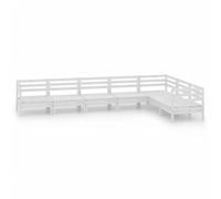 QJBSAVVA Salon de Jardin 7 Pcs Canapé Modulaire Pin Massif Blanc | Ensemble de canapés modulables en bois pour aménager votre terrasse ou jardin selon vos envies de détente.